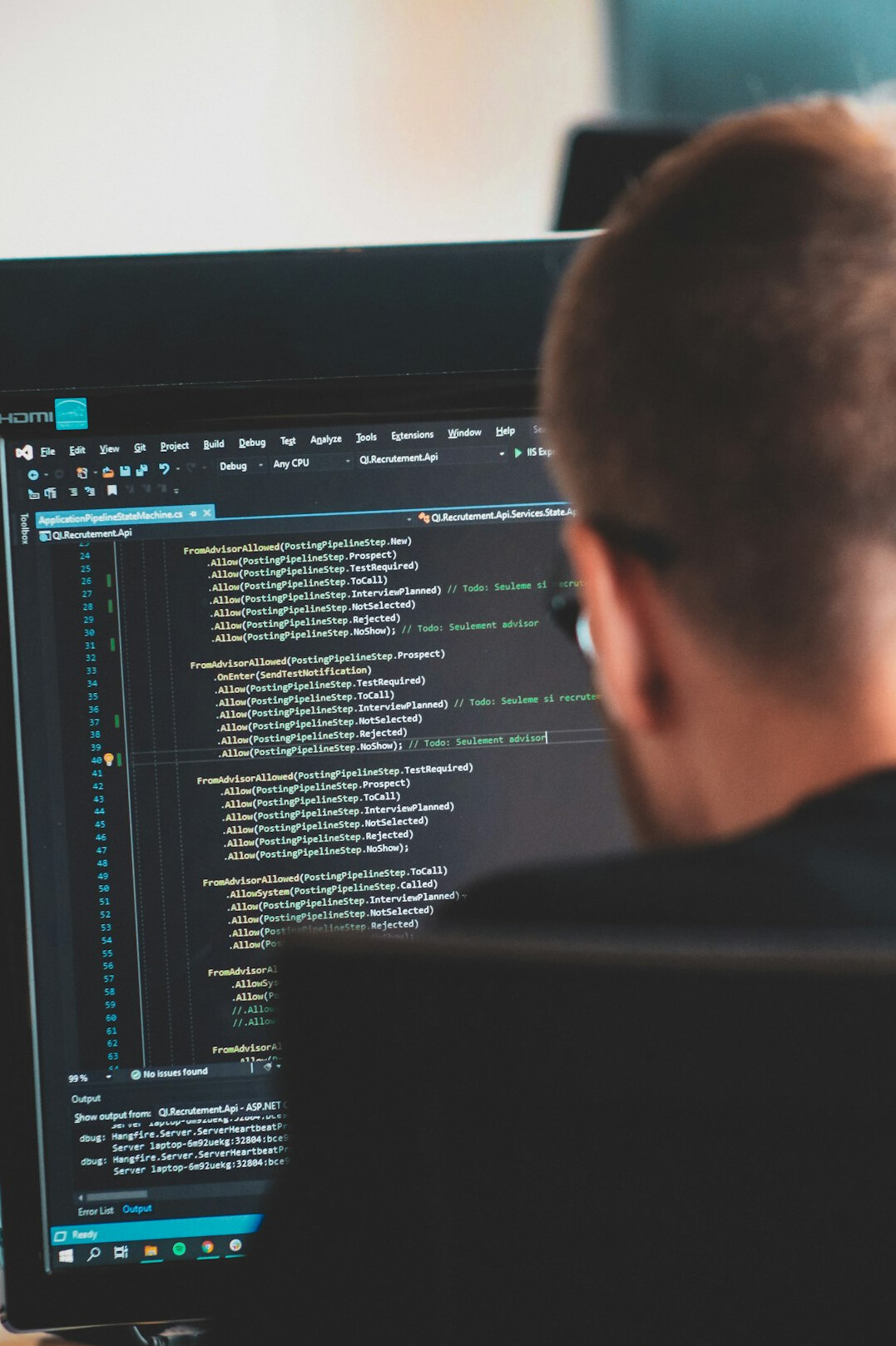 developer debugging code