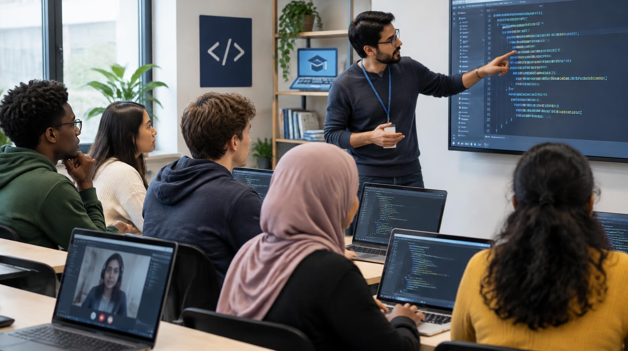 group of it students in classroom
