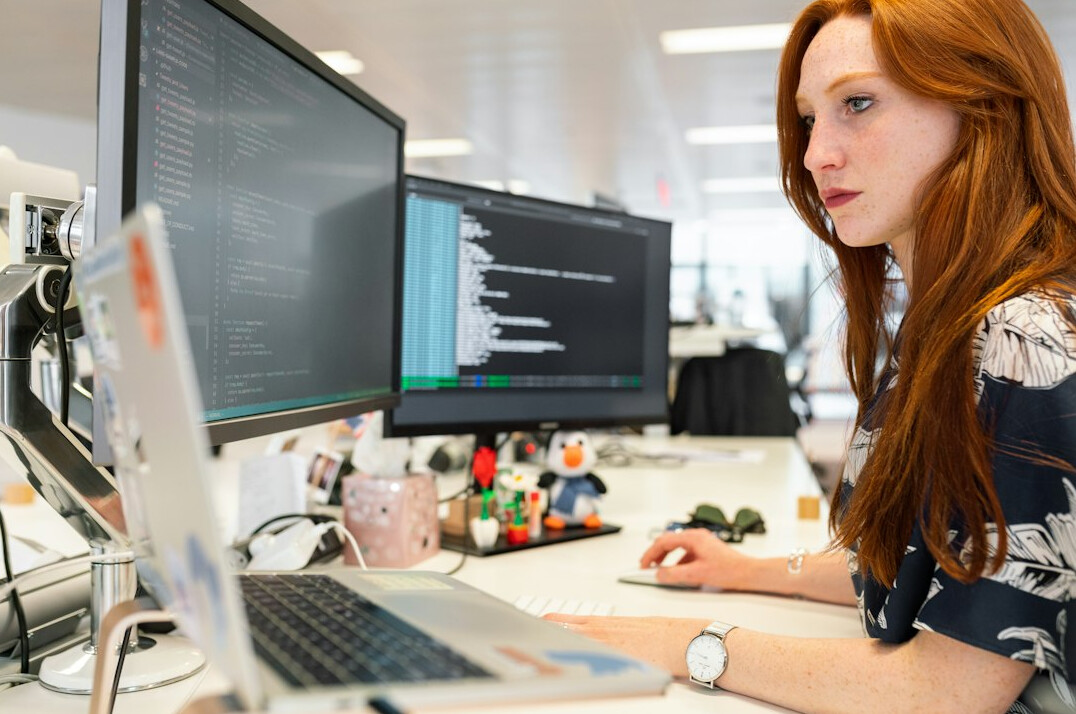 woman learning to code
